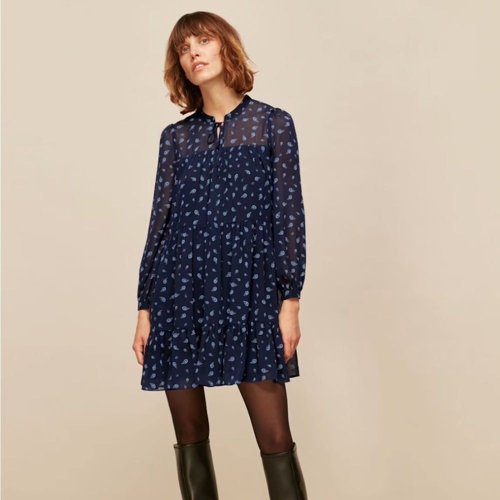 NWT Whistles Blue Paisley Printed Dress